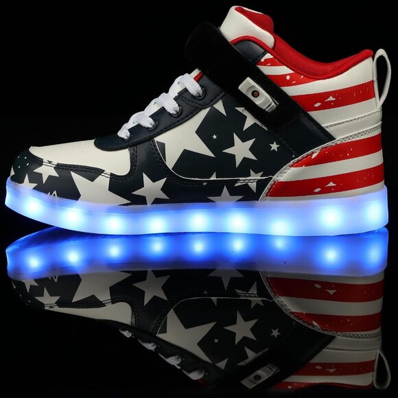 ⚡Unisex Star High Top USB Charging Light Up Shoes Sports LED Dancing Sneakers - Picture 3 of 7